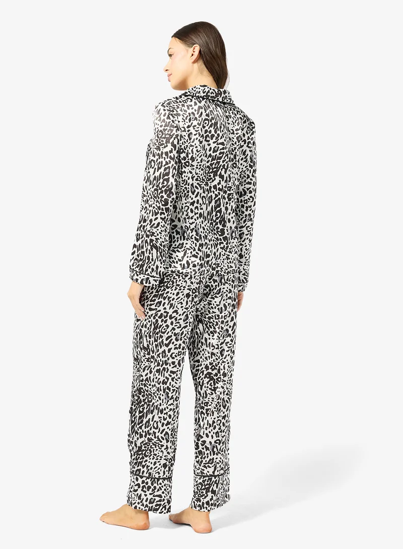 Ginger Animal Print Button Up Shirt & Pyjama Set